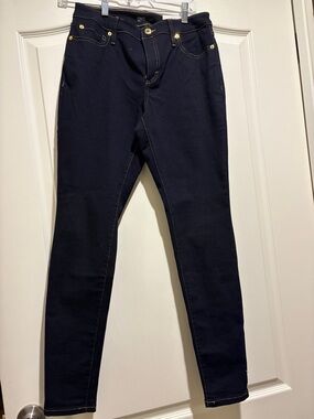 INC International Concepts Dark Navy Skinny Jeans with Gold Hardware